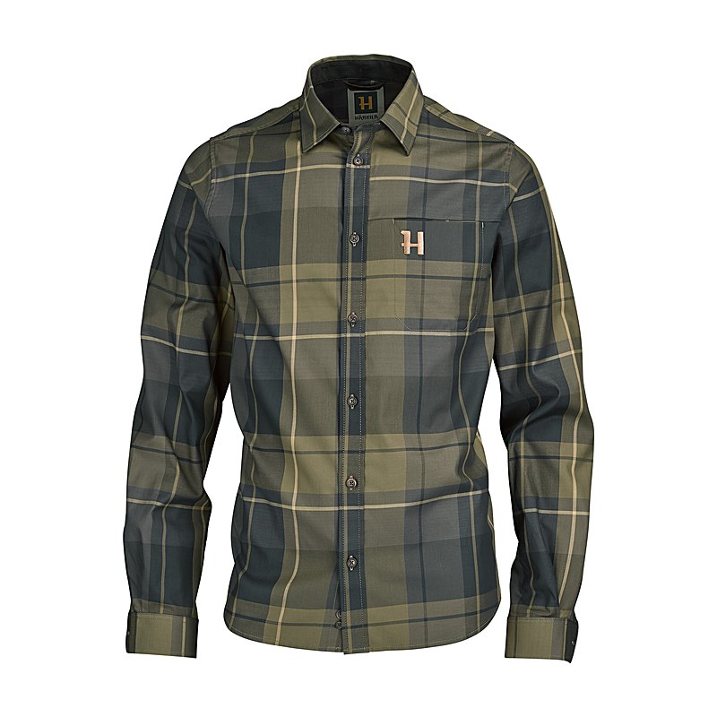 Härkila Langarmhemd Akse, willow green check, Größe L