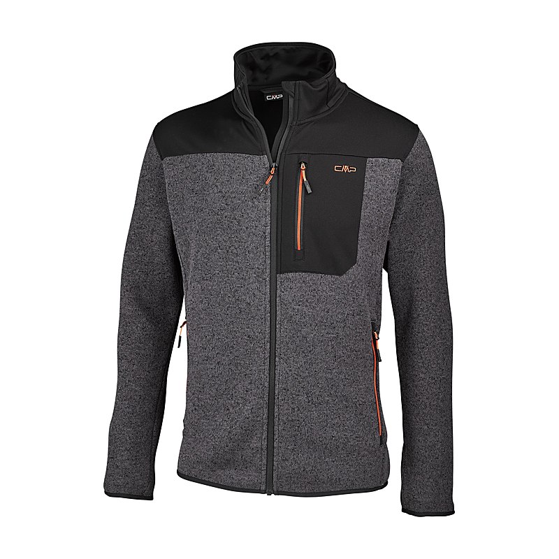 CMP Strickfleecejacke, nero-orange, Größe 52