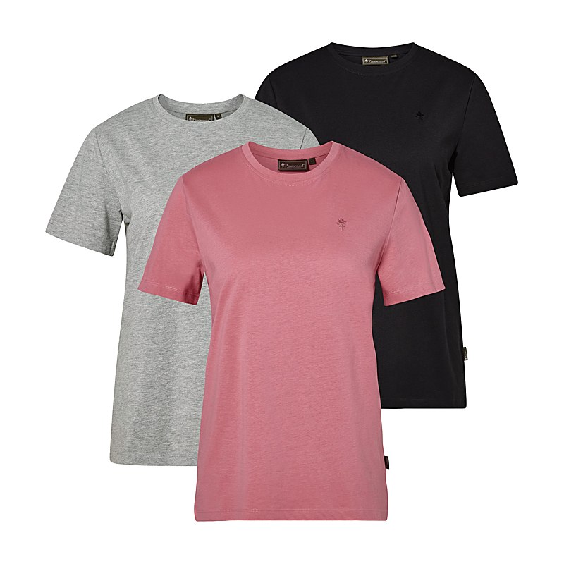 Pinewood T-Shirt 3er-Pack, grey melange, d.pink, black, Größe XXL