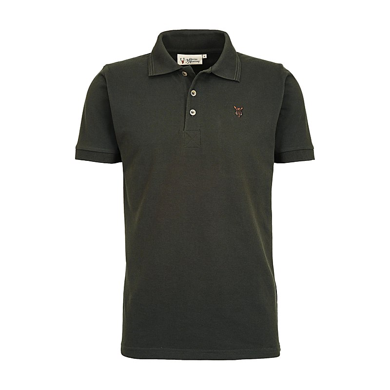 Hubertus Poloshirt mit Keilerstick, oliv, Größe XL