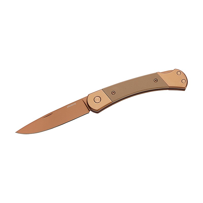 Herbertz Taschenmesser Titanbeschichtung Rosengold D2 Medium, sand