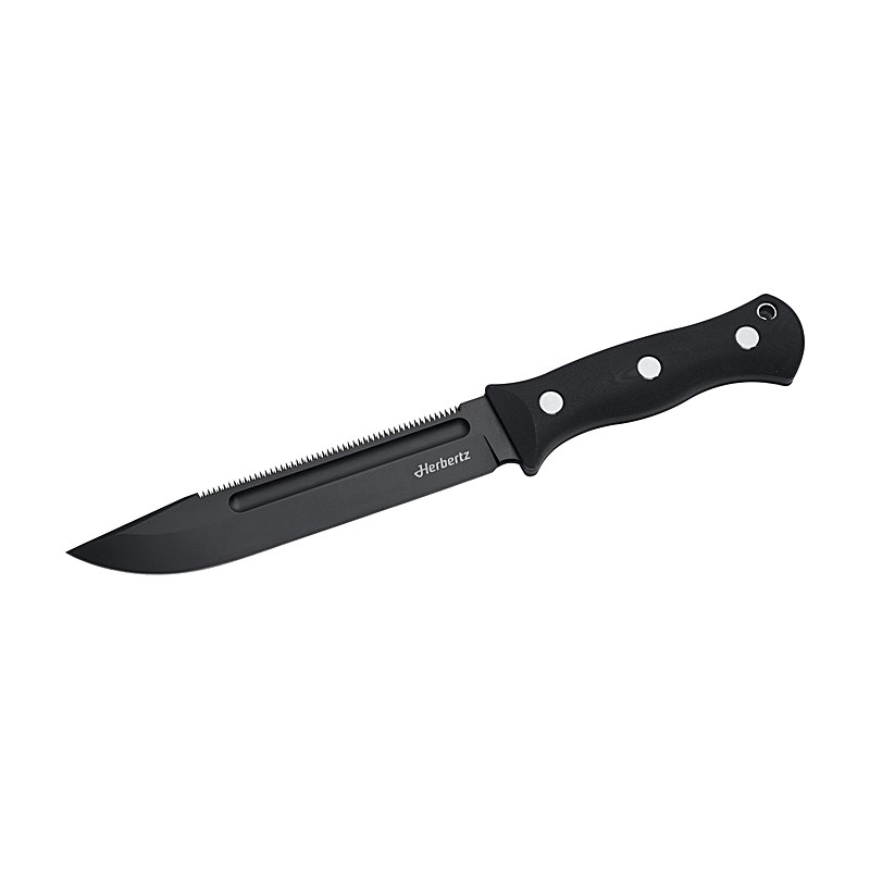 Herbertz Outdoor- und Survivalmesser D2 mit G10-Griff, schwarz