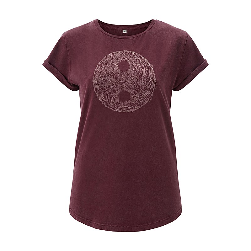 Life-Tree T-Shirt YinYang, stone washed red, Größe XL