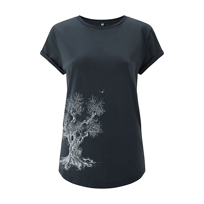 Life-Tree T-Shirt Olive Tree, stone washed blue, Größe XL