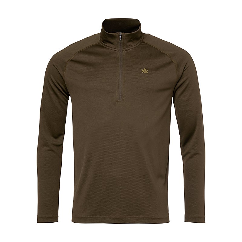 Alaska Langarmshirt CoolDry Half-Zip Top, solid brown, Größe M
