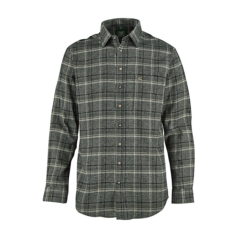 OS-Trachten Langarmhemd Flanell, oliv, Größe 41/42