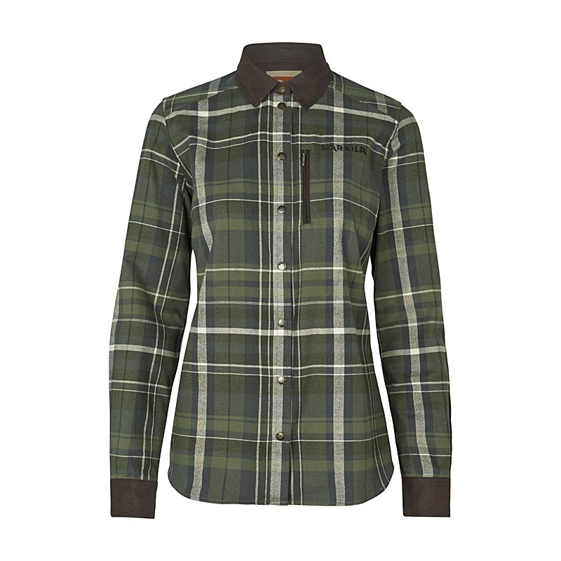 Härkila Langarmbluse Pajala, olive check, Größe M