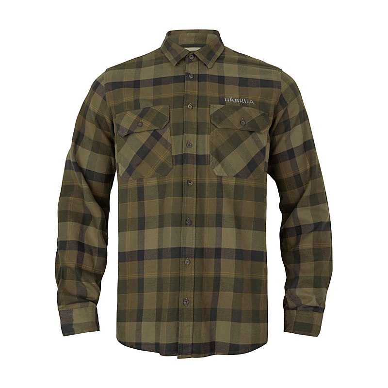 Härkila Langarmhemd Asmund, beech green check, Größe M