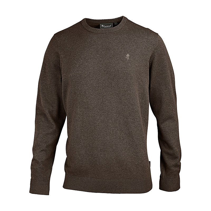 Pinewood Herren-Rundhals-Pullover Värnamo, brown melange, Größe 3XL