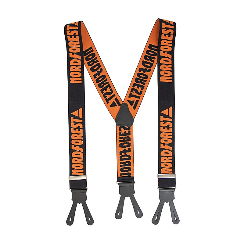 Nordforest Hosenträger mit Lederlaschen, schwarz-orange