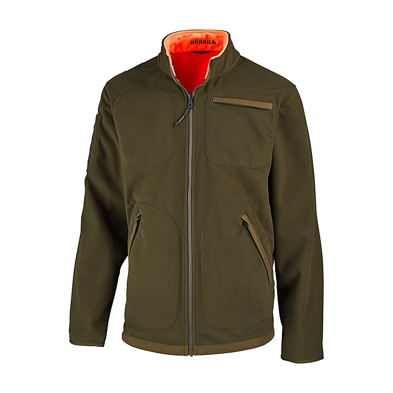 Härkila Wende-Fleecejacke Kamko Blaze Reversible, orange blaze/willow green, Größe 3XL
