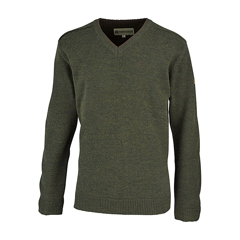 Percussion Pullover V-Ausschnitt Islande, khaki-percussion, Größe XL