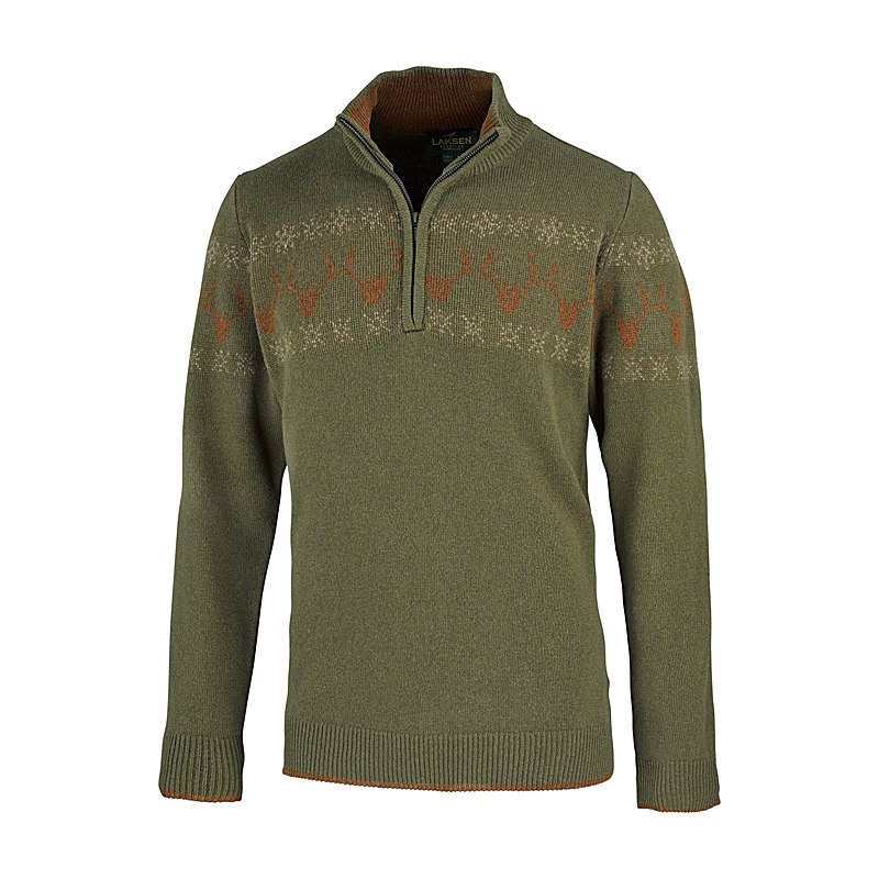 Laksen Troyer Deer Zip Jacquard, olive, Größe L