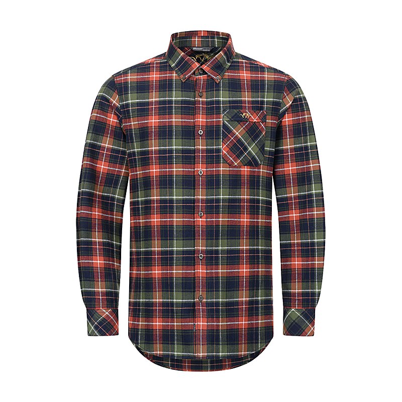 Blaser Langarmhemd Martin Flanell, dunkel oliv-rot, Größe L