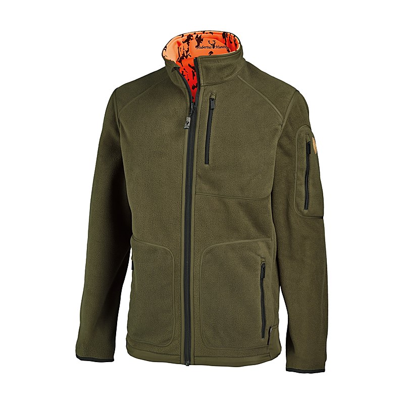 Hubertus Wende-Fleecejacke Drückjagd 2, oliv/orange, Größe S