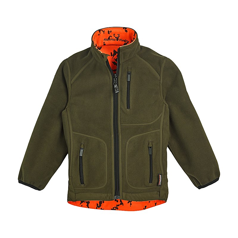 Hubertus Wende-Fleecejacke Drückjagd 2, oliv/orange, Größe 116