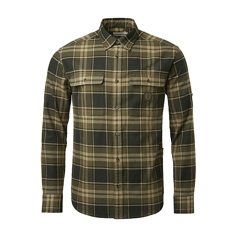 Chevalier Langarmhemd Heron Flannel, evergreen checked, Größe S