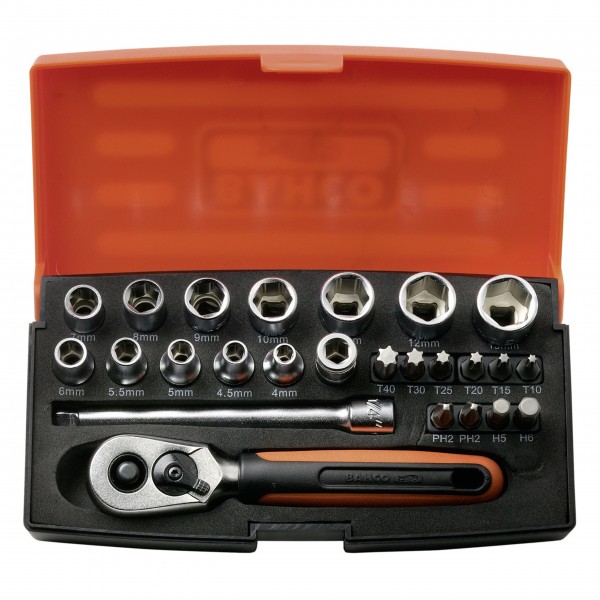Bahco topnøglesæt 1/4’’ – 25 dele